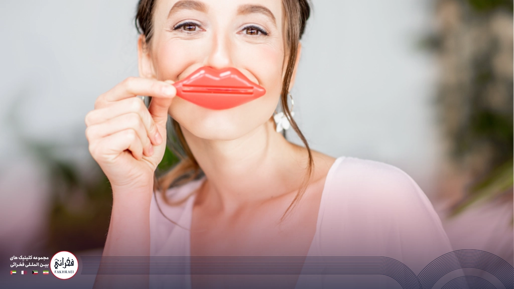 تزریق ژل لب مدل فانتزی -خانمی با ماسک لب