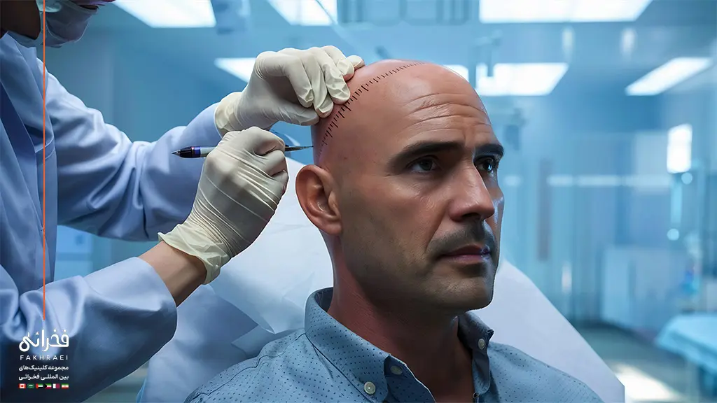 متخصص در حال انجام کاشت مو SUT برای یک مرد