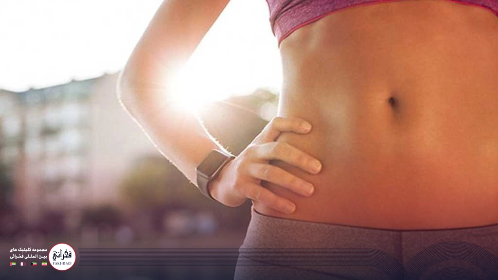 لاغری شکم با سشوار-شکم تخت خانم ورزشکاری