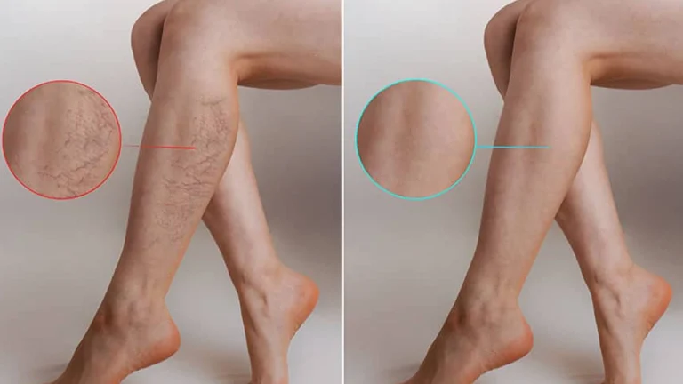 تصویر قبل و بعد از درمان واریس پا