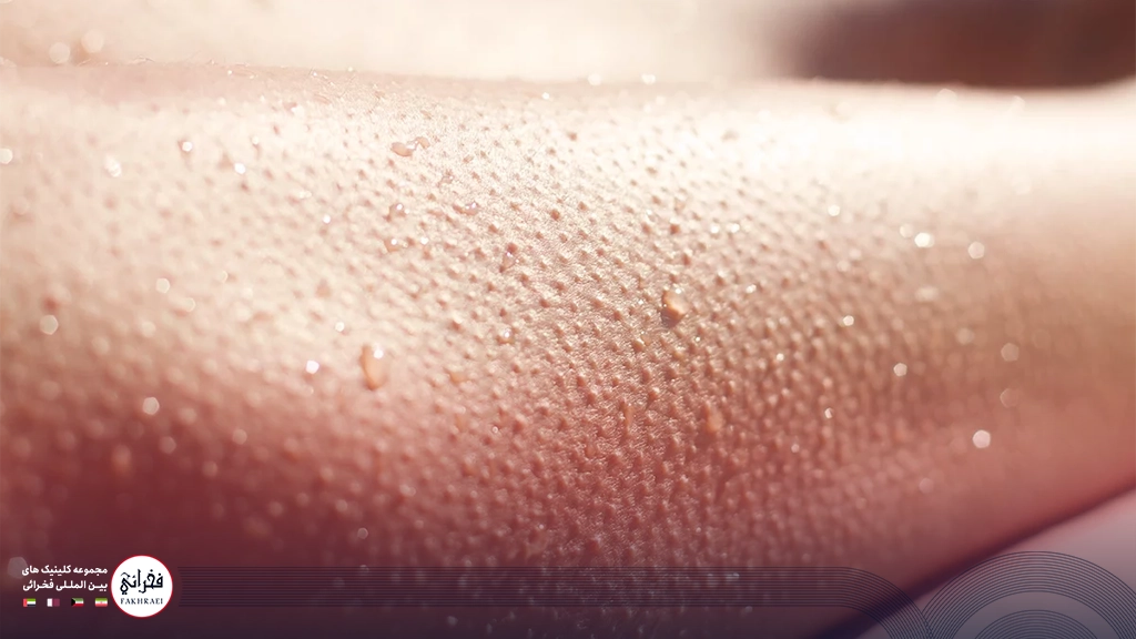 نمای نزدیک از پوست مرغی دست