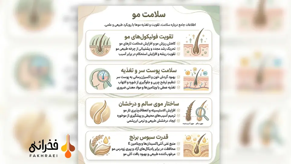 اینفو گرافی خواص سبوس برنج برای مو